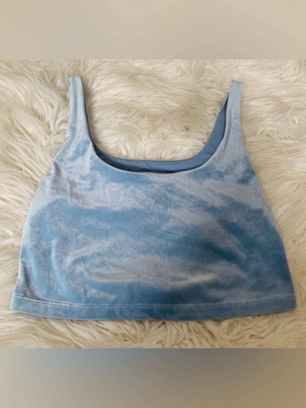 Athleta Velvet Cut Out Crop Top Blue Size Medium